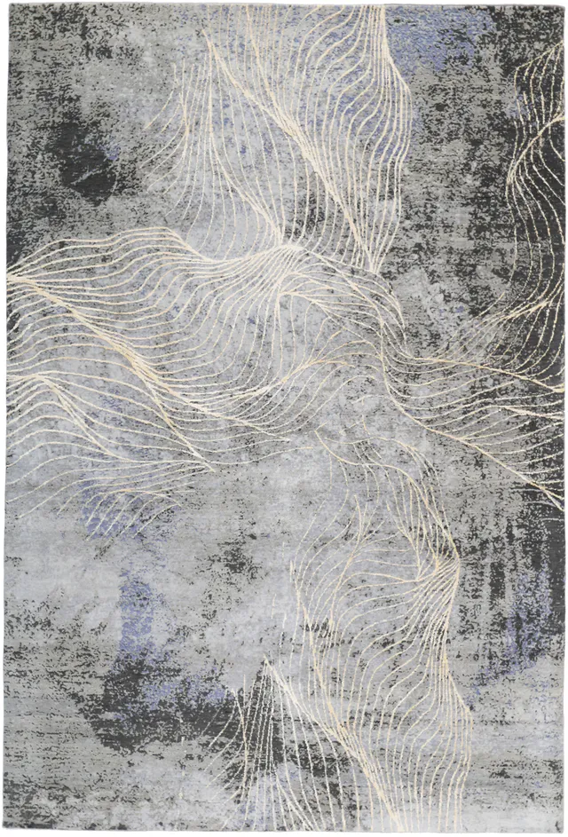 Modern Part Silk in Grey & black, 300 × 203 cm
