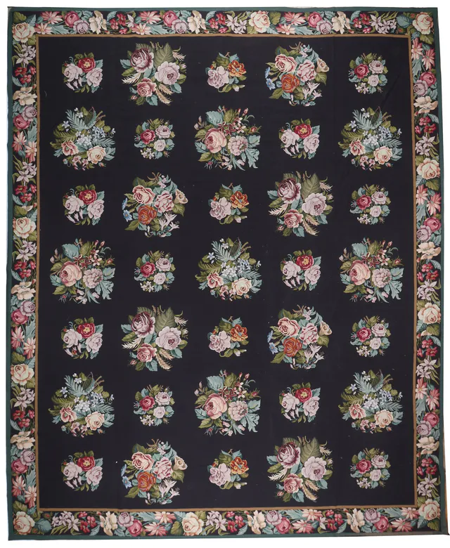Needle Point Rug in Black, 495 × 412 cm