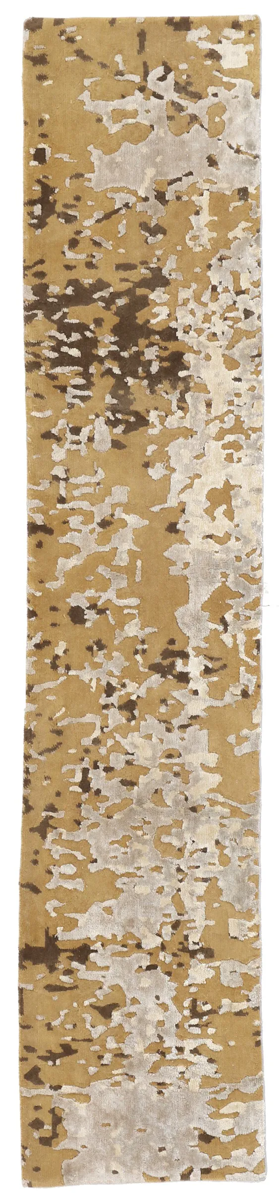 Modern Part Silk in Grey & Brown Rug, 247 × 50 cm