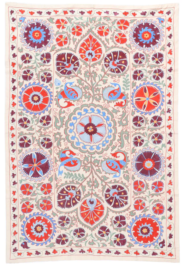 Suzani Silk Uzbek embroidery, 200 × 132 cm