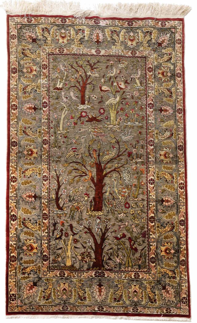 Antique Hereke silk and metal circa 1960, 118 × 74 cm