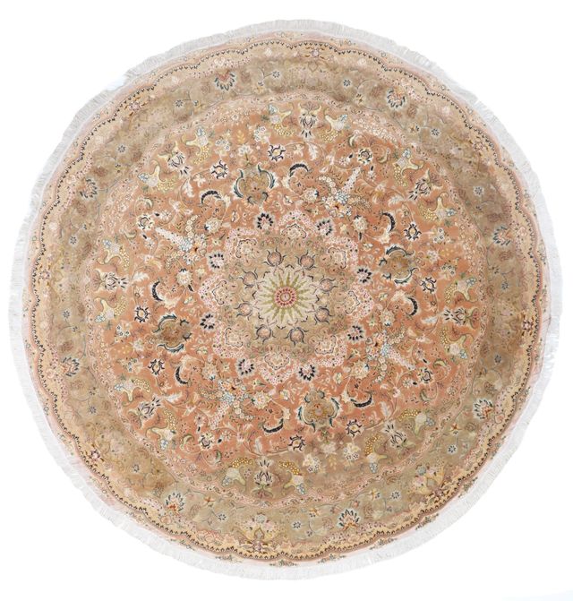 Tabriz circular fine rug with silk highlights, 250 × 250 cm