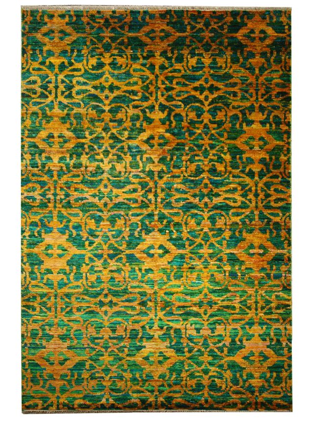 Sari Silk Green / Gold Fine rug, 241 × 170 cm