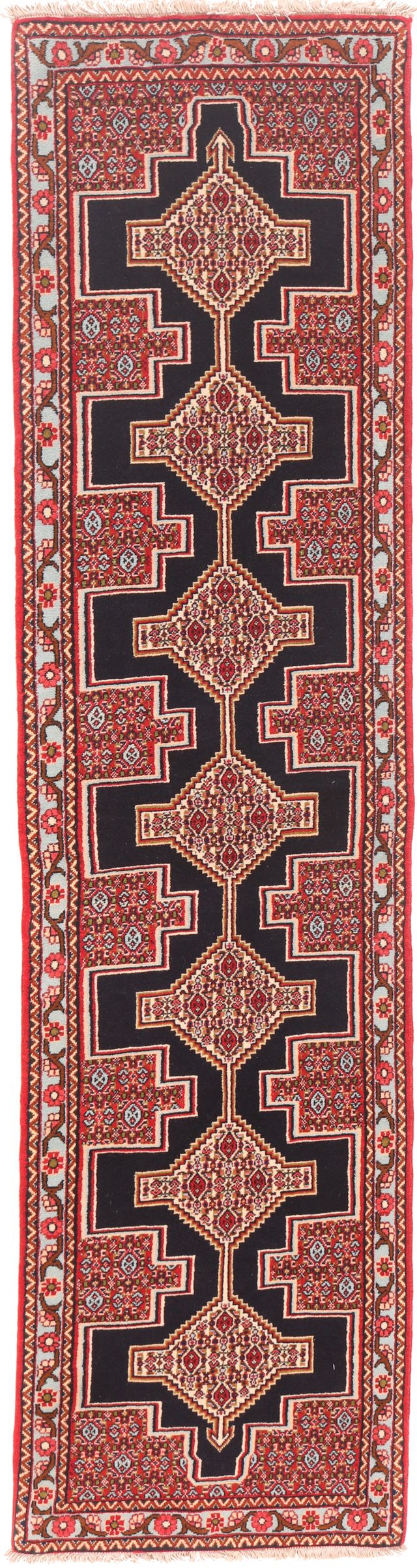 Persian Sanandaj Runner Rug, 249 × 58 cm