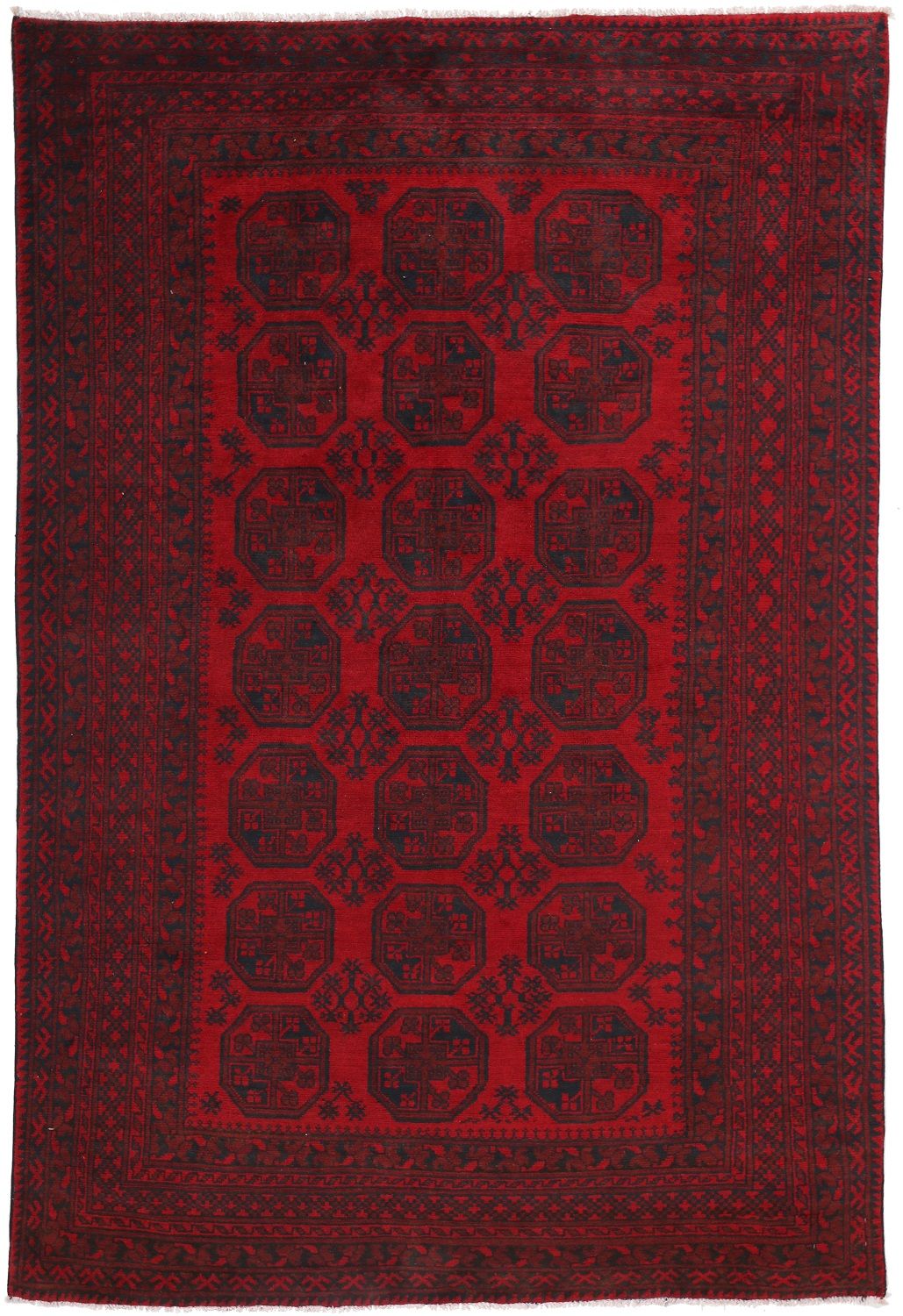 Afghan Akhche Aqcha Aqche Red Rug, 285 × 188 cm