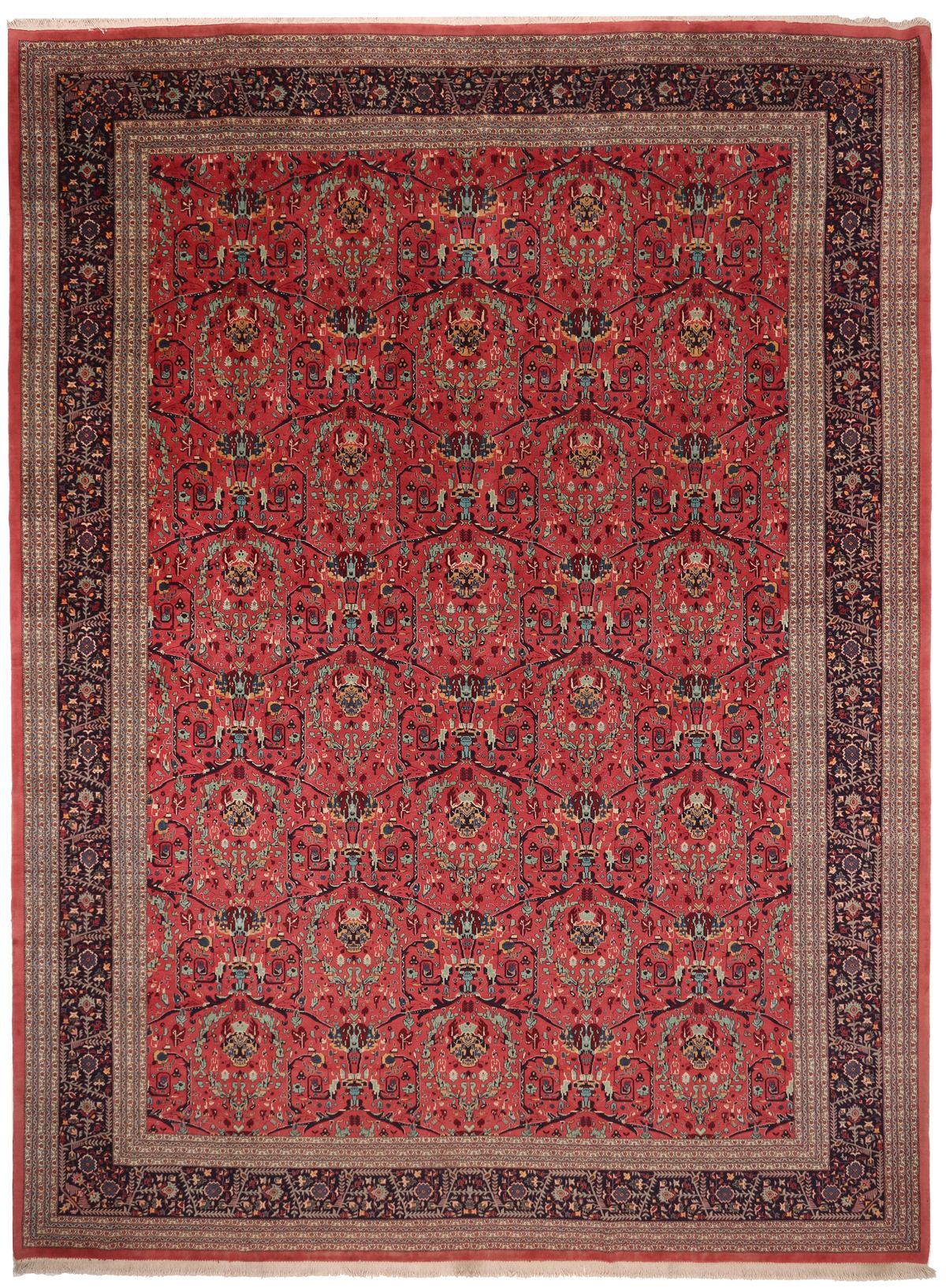 Antique Persian Tabriz Rug in Black Border, 540 × 410 cm
