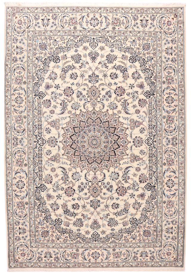 Persian Nain 9la Rug with Silk Highlights Beige, 305 × 203 cm