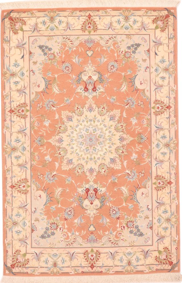 Tabriz floral design fine with silk highlights, 155 × 102 cm
