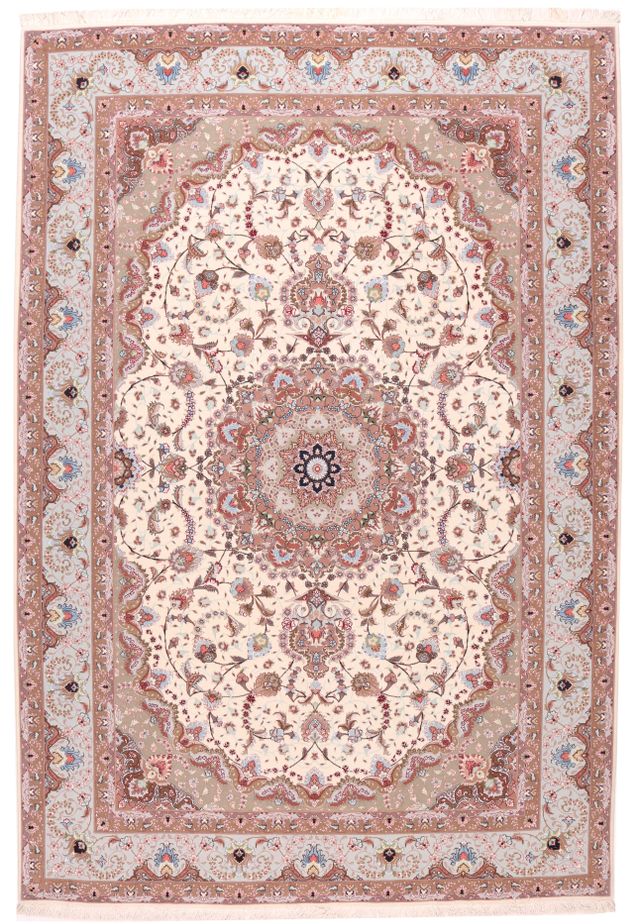 Persian Tabriz Fine on silk foundation with silk highlights Beige, 305 × 206 cm