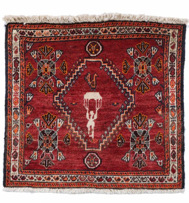 Antique Kashgai bag face design of a parachout, 55 × 60 cm