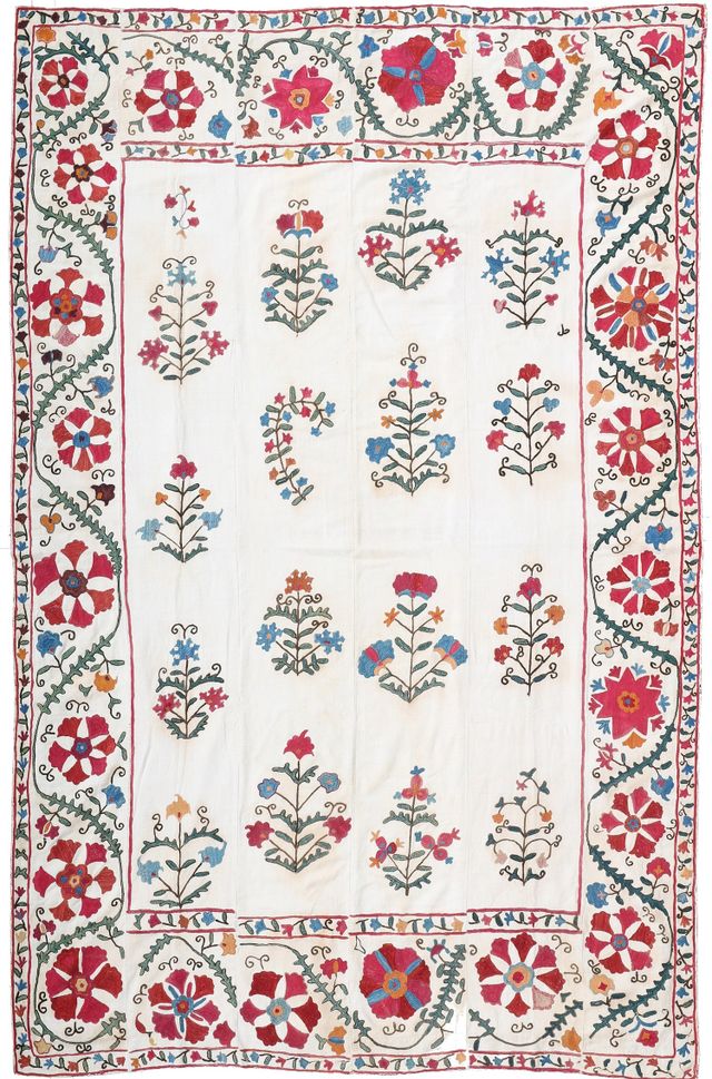 Antique Suzani Uzbek Kilim in, 220 × 145 cm
