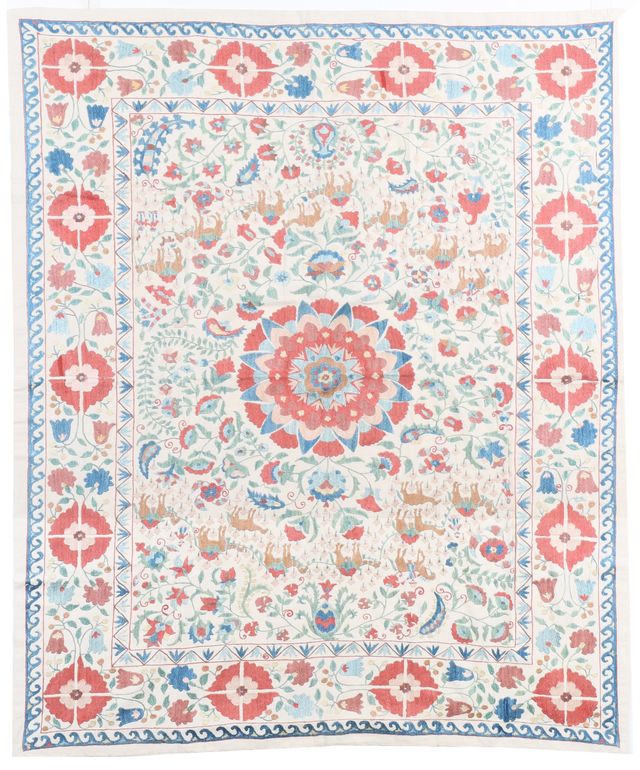 Suzani Silk Uzbek embroidery textile, 177 × 145 cm