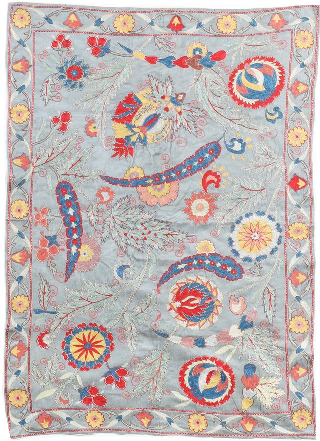 Suzani Silk Uzbek embroidery textile in, 133 × 97 cm