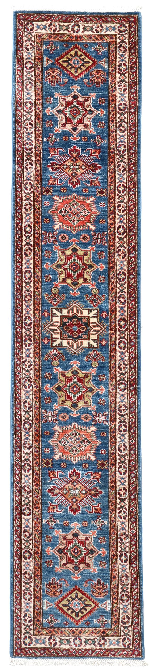 Blue Kazak Design Runner, 301 × 60 cm
