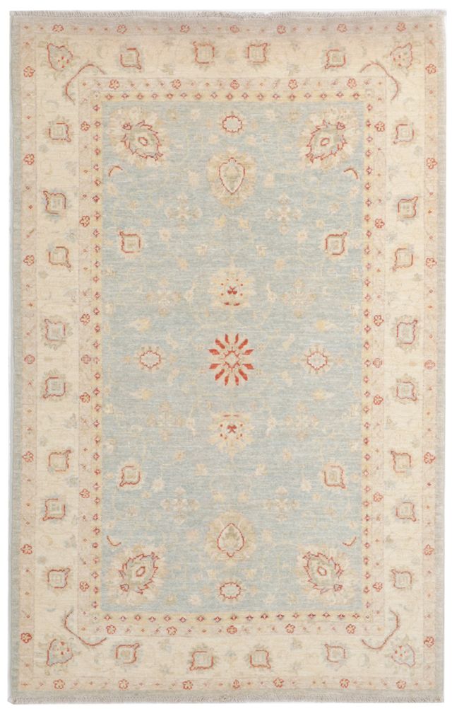 Garous Ziegler Rug in Blue with Beige Border, 190 × 119 cm