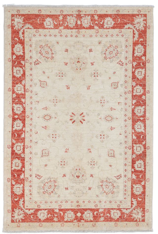 Garous Ziegler Beige Rug in Red Border, 183 × 120 cm