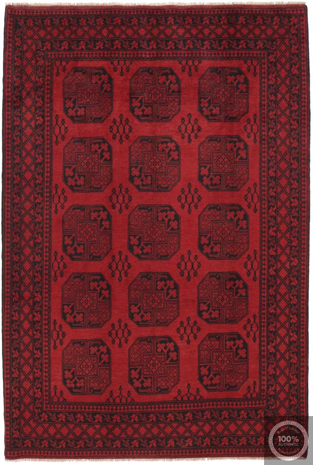 Afghan Akhcheh red rug, 291 × 196 cm