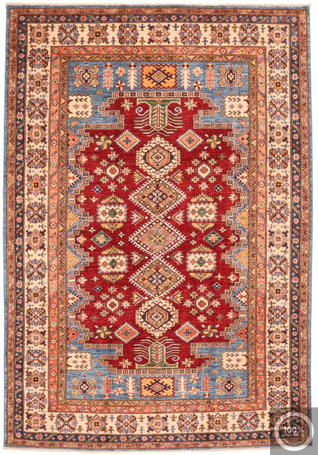 Caucasian Kazak design rug – red & Blue, 263 × 184 cm