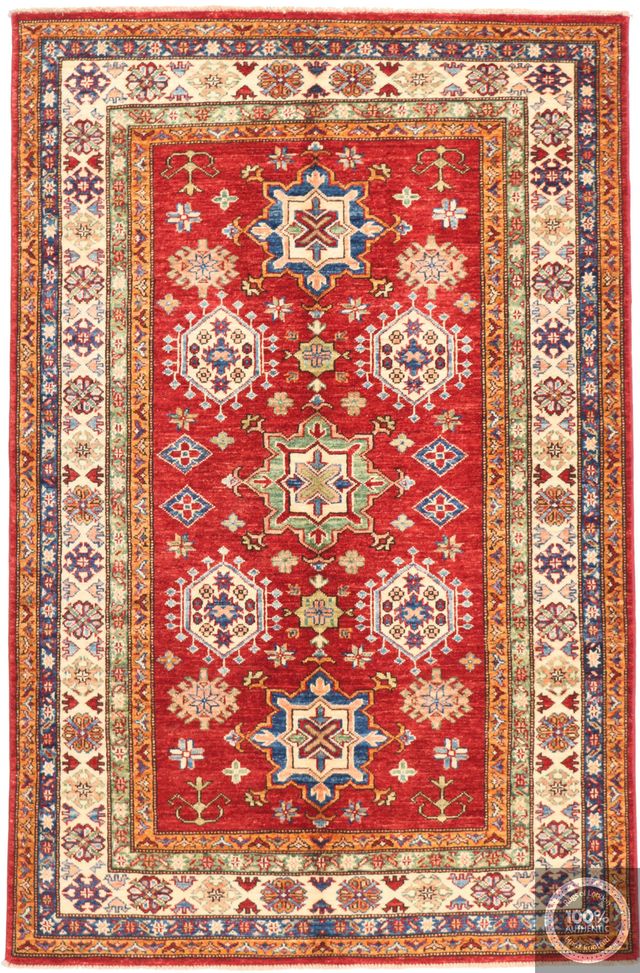 Caucasian Kazak design rug in red, 186 × 121 cm