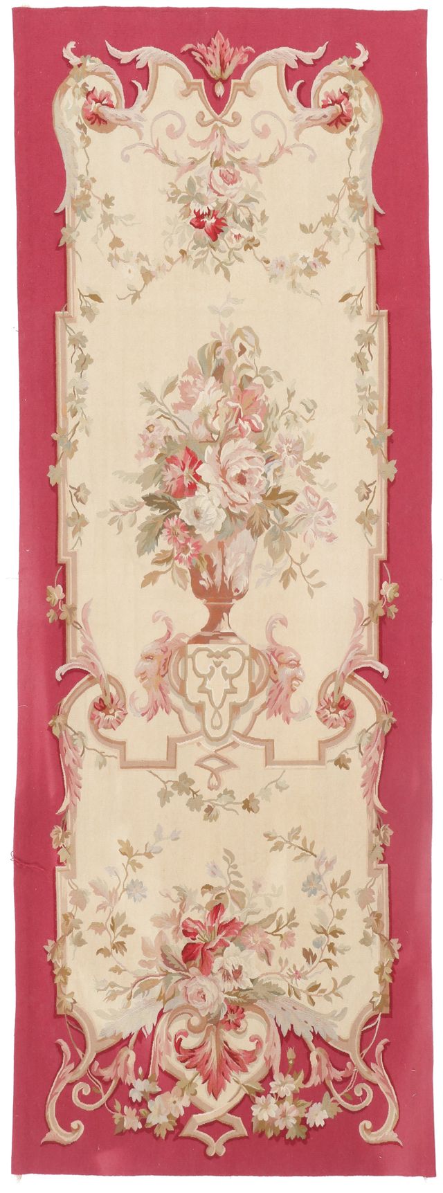 Aubusson Red Runner, 247 × 88 cm