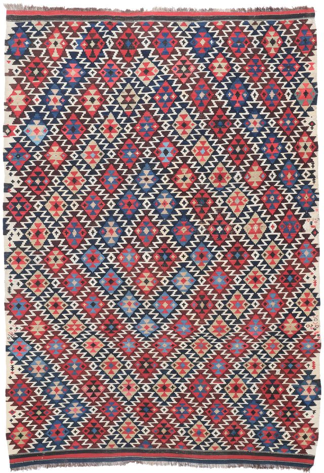 Shirvan Caucasian Kilim rug – 9' x 6, 281 × 185 cm